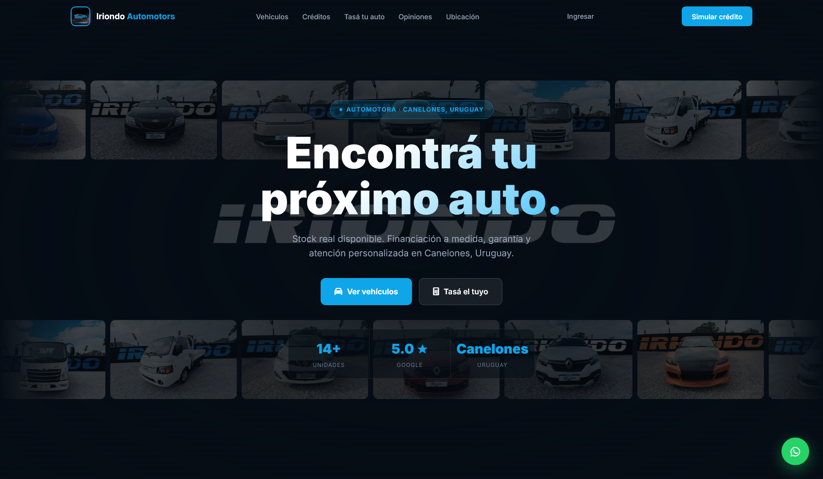 Sitio web de Iriondo Automotors